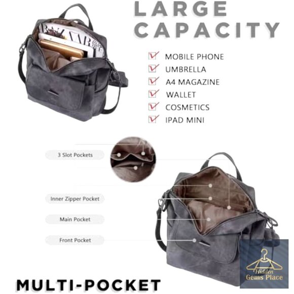 PU Leather Backpack Purse Multipurpose Design Travel Handbag Adjustable Strap main image 6